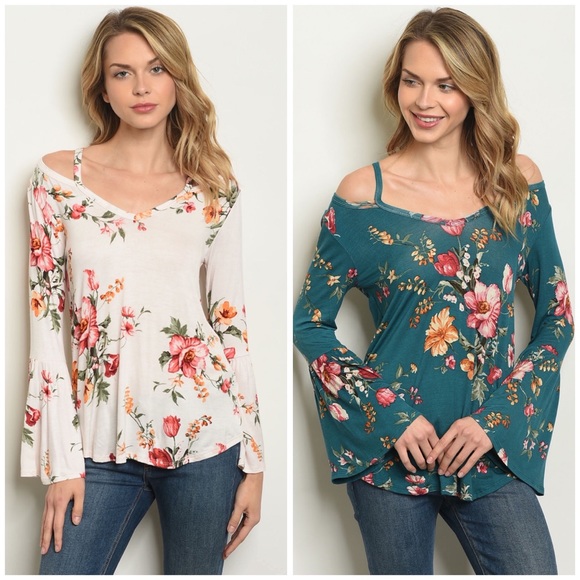 Tops - Ivory Floral Off Shoulder Top